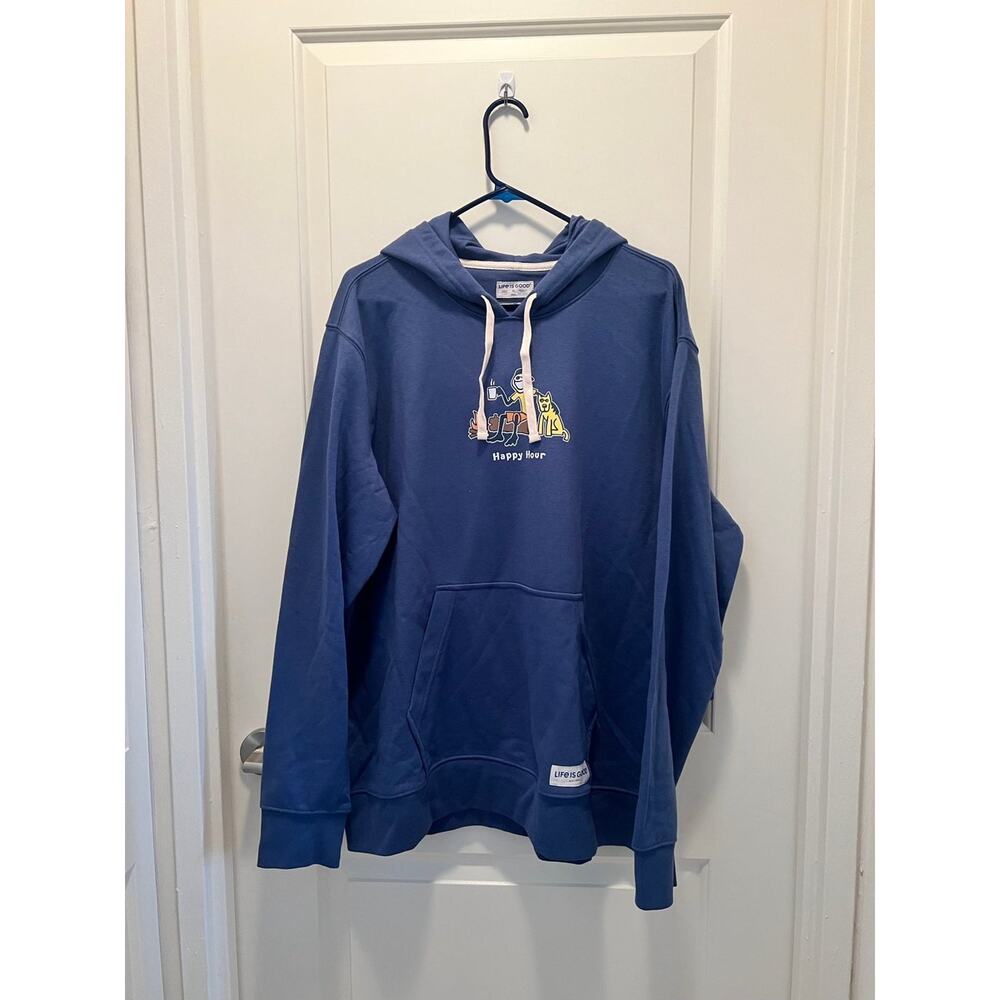 Life is Good Hoodie Dog Happy Hour - Men’s XL